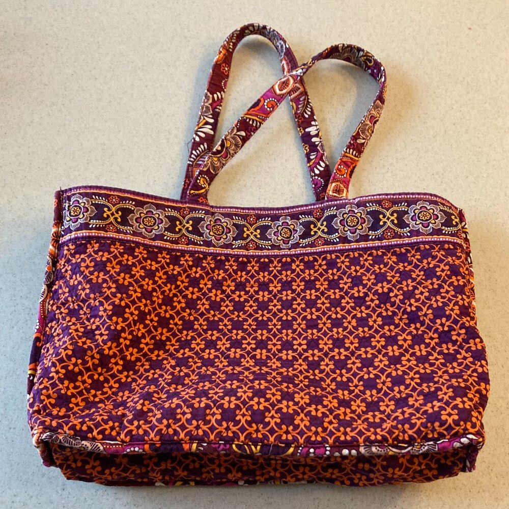 Vera Bradley Tote Shoulder Bag Purple Safari Sunset - Picture 10 of 14